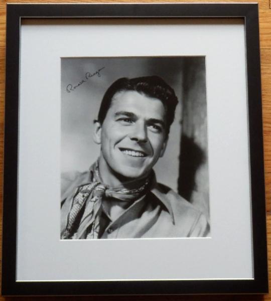 NEW ITEM Ronald Reagan Signed Vintage Hollywood Era Black and White 8 x 10 Framed