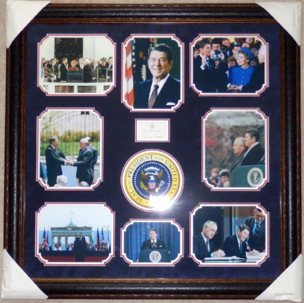 Ronald Reagan Multi-photo Display with Signed Post-It-Note