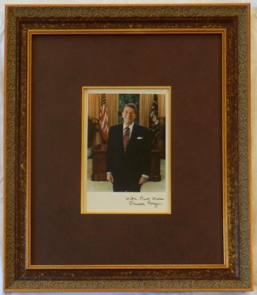 NEW ITEM President Reagan Signed and Inscribed 8 X 10 Color Oval Office Photo Framed
