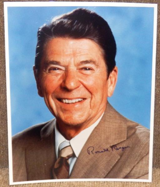 Ronald Reagan Signed 8 x 10 Color Photo in Brown Suit