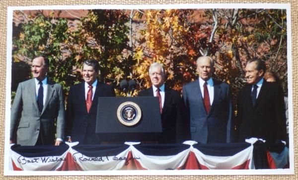 NEW ITEM Ronald Reagan Signed and Inscribed Five Presidents Photo