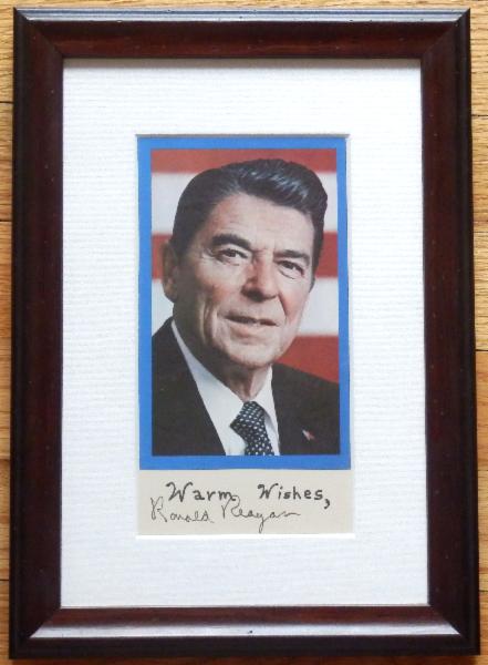 Ronald Reagan Signed Portrait Framed