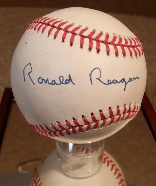 NEW ITEM Ronald Reagan Rare Signed Baseball with JSA LOA